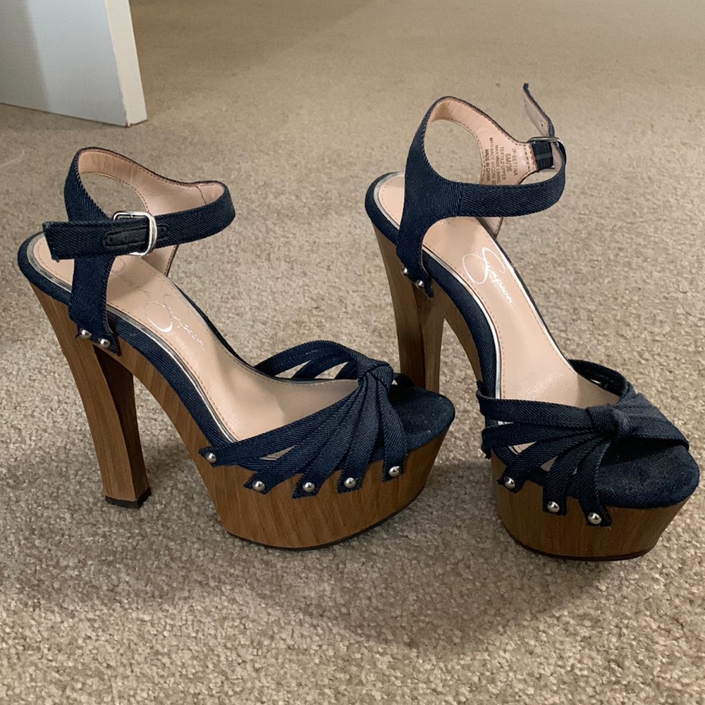 NWOT Jessica Simpson Platform Sandals -Dettina-Size 6 - Denim